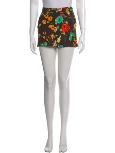 Pre-owned Moschino Floral Print Mini Skirt In Black