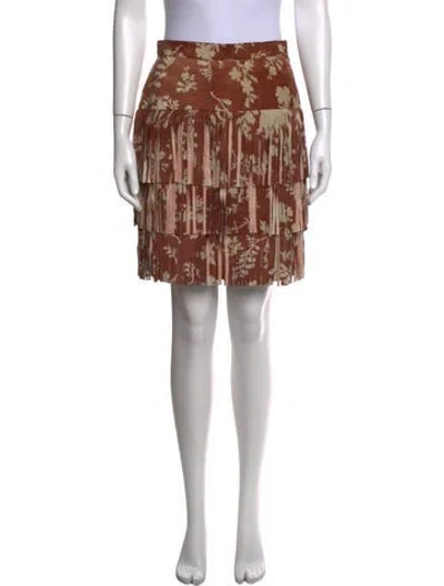Pre-owned Moschino Floral Print Mini Skirt In Brown