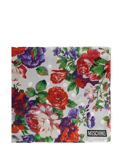 Moschino Floral-print Polka-dot Scarf In Multi