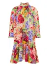Moschino Floral-print Ruffled Mini Dress In Multi