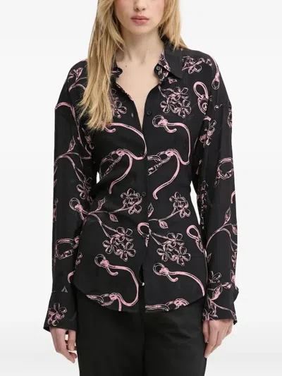 Moschino Floral-print Shirt In Black