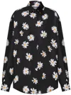 Moschino All-over Daisy Print Silk Twill Shirt In Black