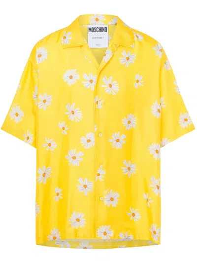 Moschino Floral-print Shirt In Yellow
