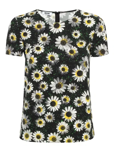 Pre-owned Moschino Floral-print Short-sleeve T-shirt