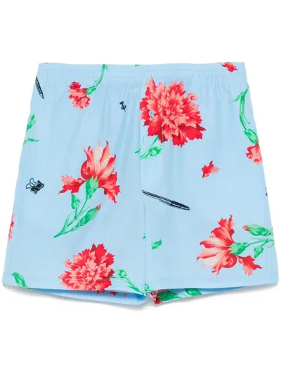 Moschino Shorts Mit Blumen-print In Blau