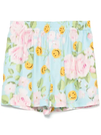 Moschino Floral-print Shorts In Blue