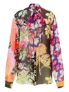 Moschino Printed Silk Georgette Shirt In Brown