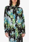Moschino Floral Print Silk Satin Blouse In Multi