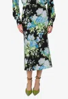 Moschino Floral Print Silk Satin Midi Skirt In Multi