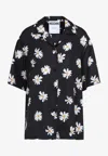 Moschino Floral Print Silk Shirt In Black