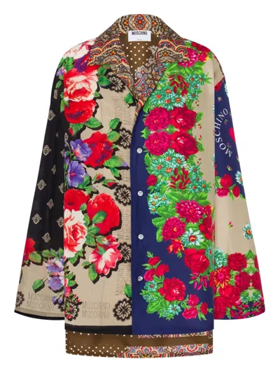 Moschino Floral-print Silk Shirt In Multi