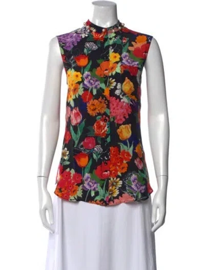 Pre-owned Moschino Floral Print Sleeveless Top In Red