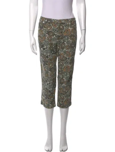 Pre-owned Moschino Floral Print Straight Leg Pants In Green