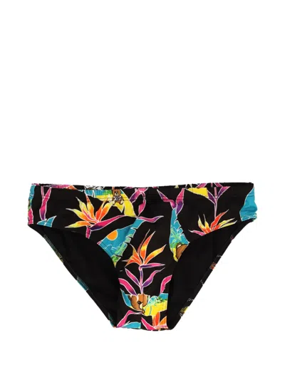 Pre-owned Moschino Floral-print Trunks In Black