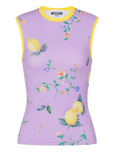Moschino Floral-print Vest In Purple