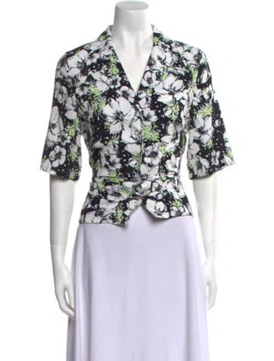 Pre-owned Moschino Floral Print V-neck Crop Top In Neutral