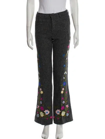 Pre-owned Moschino Floral Print Wide Leg Pants In Gray