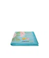 Moschino Floral Printed Satin Scarf In Blue