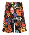Moschino Multicolored Floral Shorts In Black