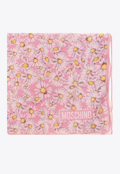 Moschino Floral-printed Silk Scarf In Pink