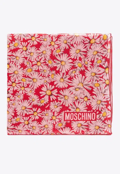 Moschino Floral-printed Silk Scarf In Red