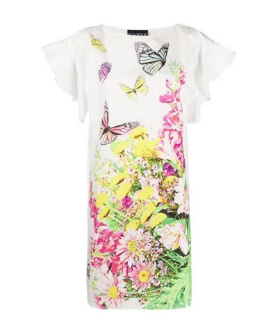 Moschino Floral Printed Straight-tube Dress In White