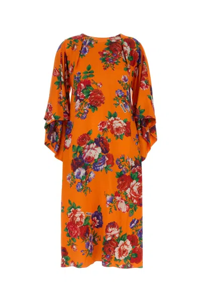 Moschino Floral Printed T-shirt Mini Dress In Orange