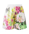Moschino Floral Printed Wide-legged Shorts In White