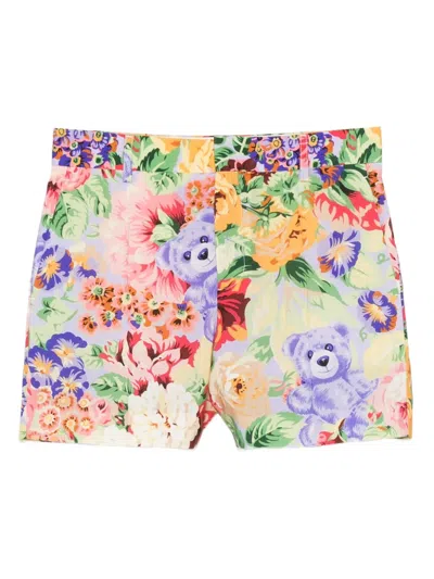 Moschino Floral-teddy Bear Printed Shorts In Multi