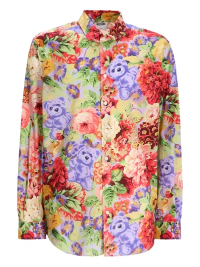 Moschino Floral-teddy Print Shirt In Multi