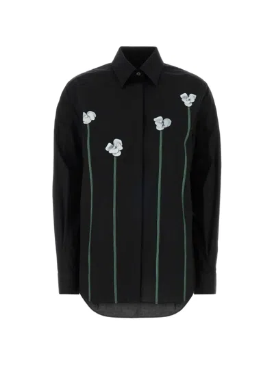 Moschino Black Floral Print Stretch Shirt