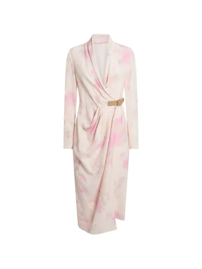 Moschino Floral-print Belted Midi Dress In Pink