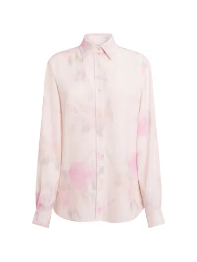Moschino Floral-print Long-sleeve Shirt In Pink