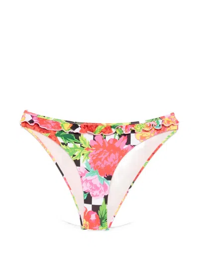 Moschino Floral-print Ruffled Bikini Bottoms In Multi