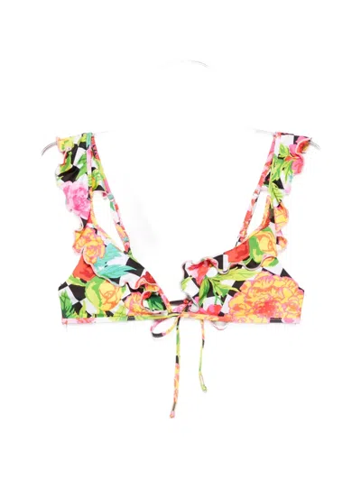 Moschino Floral-print Ruffled Bikini Top In Multi