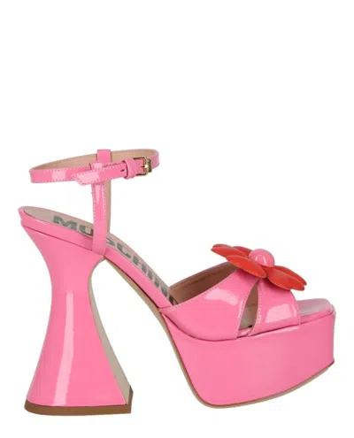 Moschino Flower-appliqué Platform Sandals In Pink