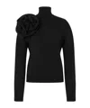 Moschino Black Turtleneck Sweater With Flower Detail In Black