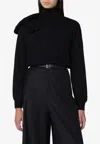 Moschino Turtleneck Sweater Featuring Floral Embellishment In Black