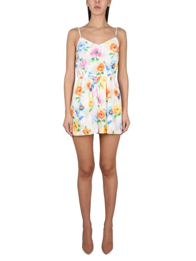 Moschino Multicolor Floral V Neck Jumpsuit