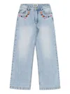 Moschino Flower-embroidered Jeans In Blue