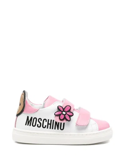 Moschino Babies' Flower-patch Sneakers In White