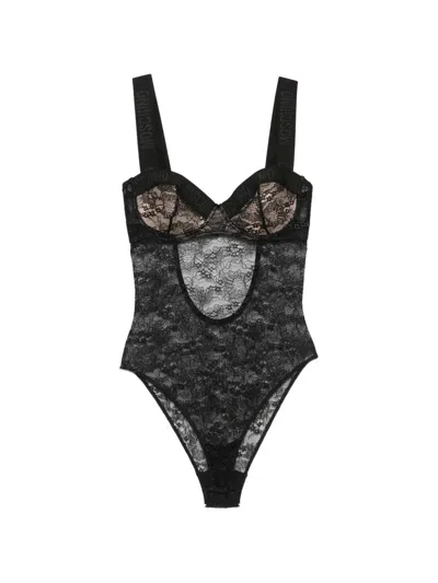 Moschino Flower-lace Bodysuit In Black
