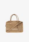 Moschino Folding Suede Top Handle Bag