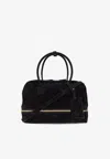 Moschino Folding Suede Top Handle Bag