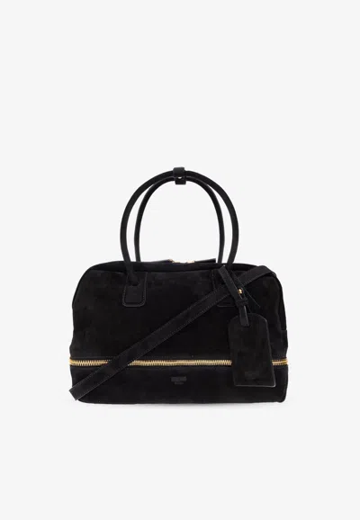 Moschino Folding Suede Top Handle Bag