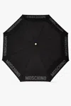 Moschino Folding Umbrella With Logo In Black
