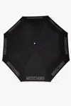 Moschino Folding Umbrella With Logo In Black