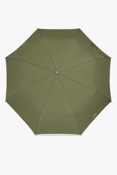 Moschino Folding Umbrella With Logo In Green