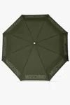 Moschino Folding Umbrella With Logo In Green