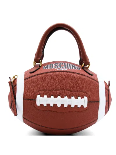 Moschino Football Top Handle Shoulder Bag In Brown